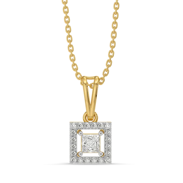 Regal Radiance Princess Diamond Pendant Necklace