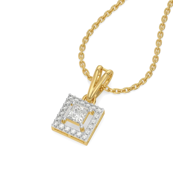 Regal Radiance Princess Diamond Pendant Necklace