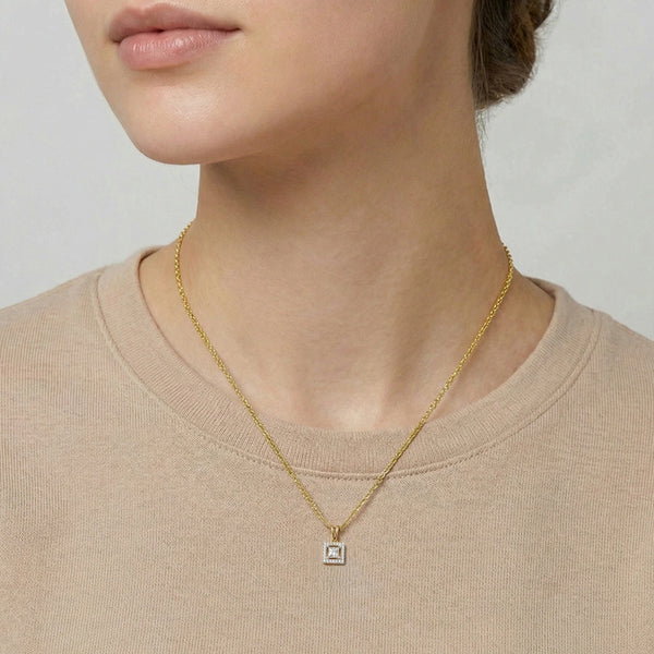 Regal Radiance Princess Diamond Pendant Necklace