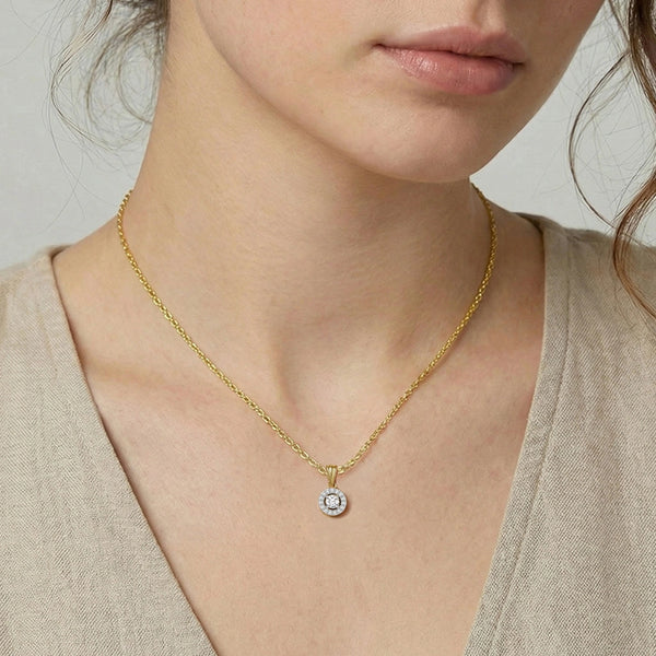 Celestia Halo Diamond Pendant Necklace
