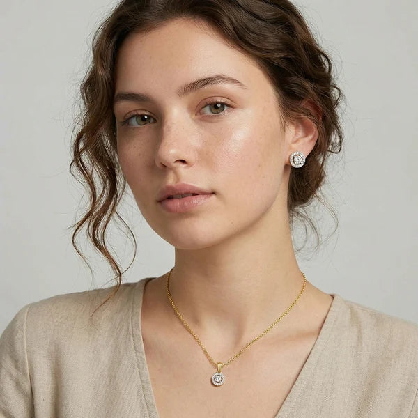 Celestia Halo Diamond Pendant Necklace