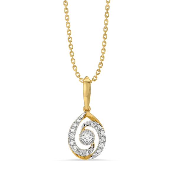 Celestia Swirl Diamond Teardrop Necklace