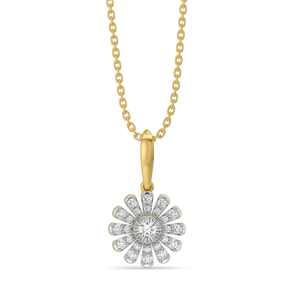 Celestia Floral Halo Diamond Pendant Necklace