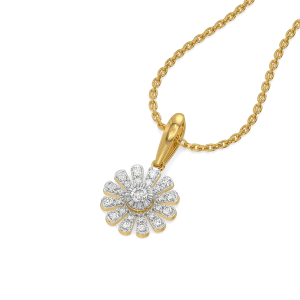 Celestia Floral Halo Diamond Pendant Necklace