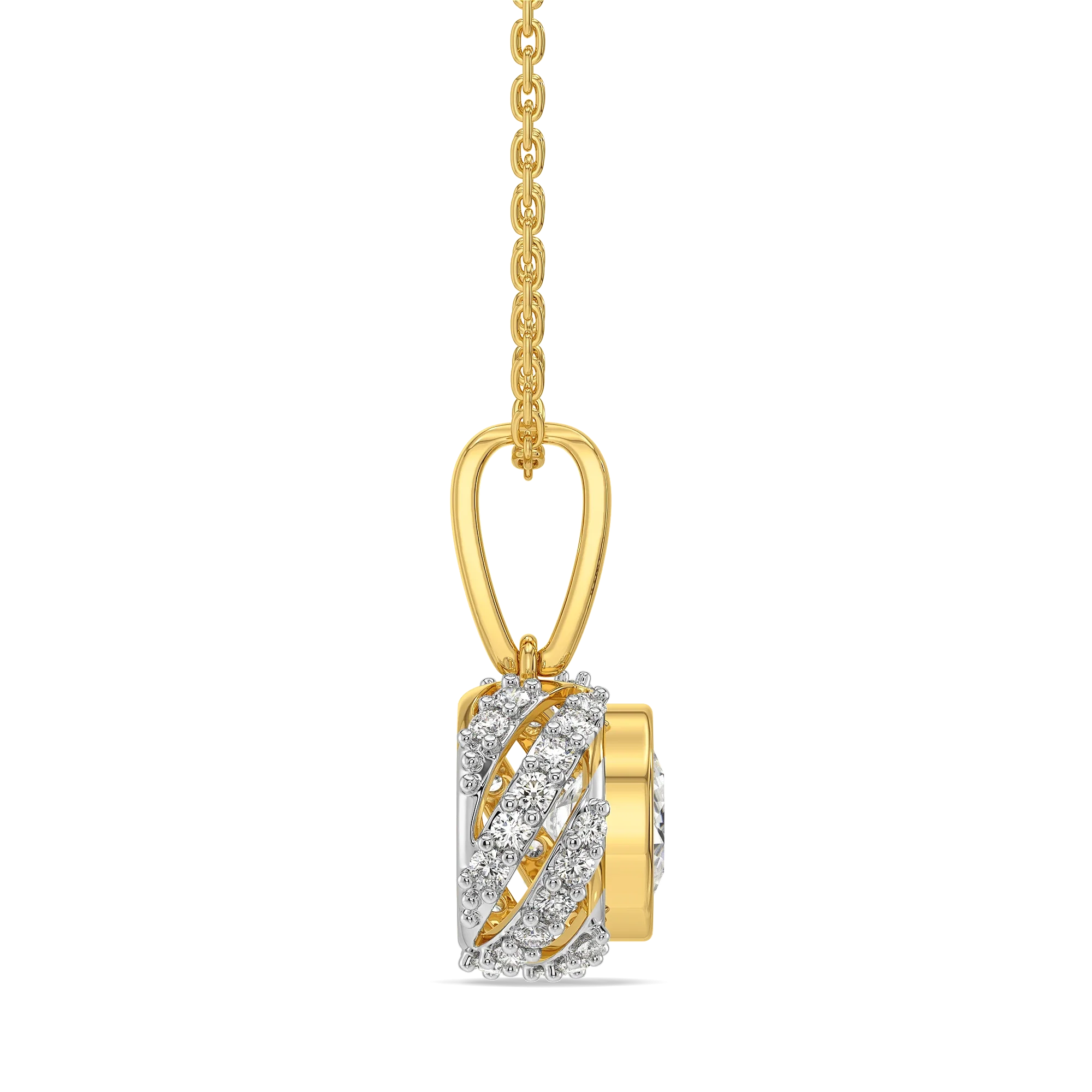 Aurelia Halo Solitaire Diamond Pendant Necklace