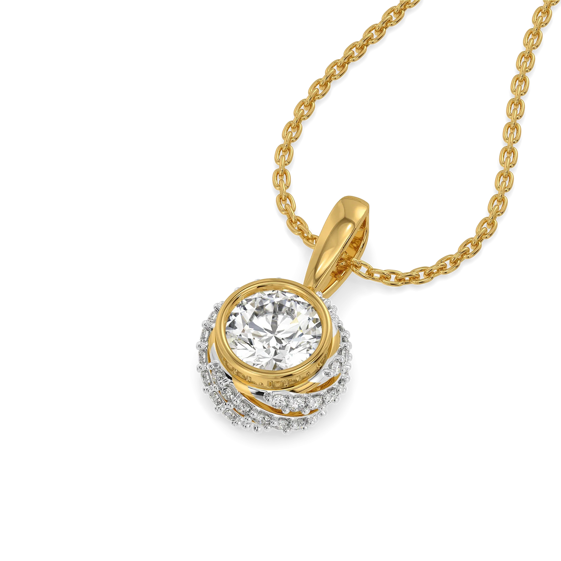 Aurelia Halo Solitaire Diamond Pendant Necklace