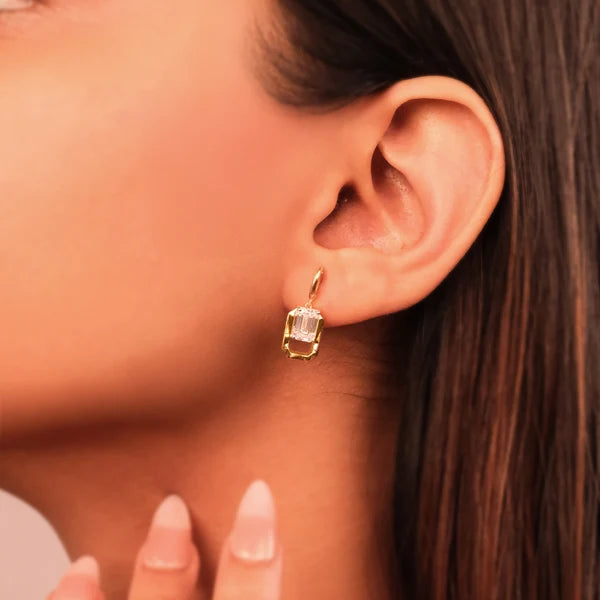 Modern Luxe Emerald-Cut Diamond Drop Earrings