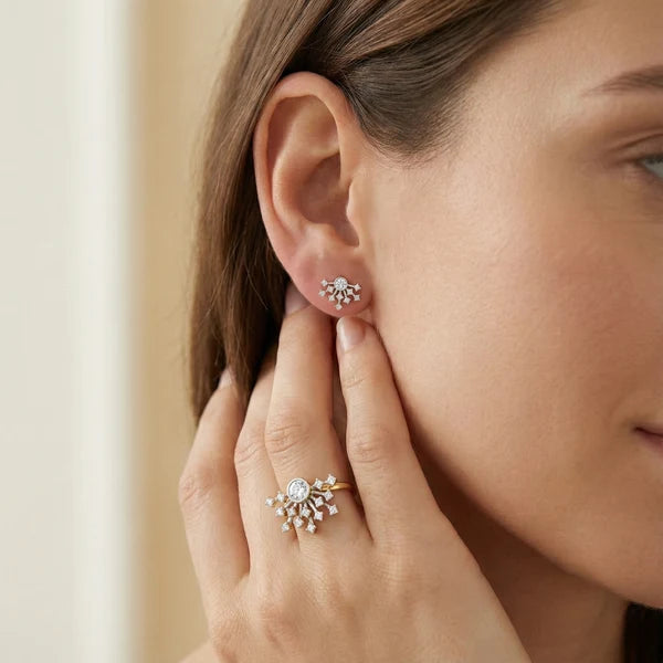 Celestial Spark Diamond Stud Earrings
