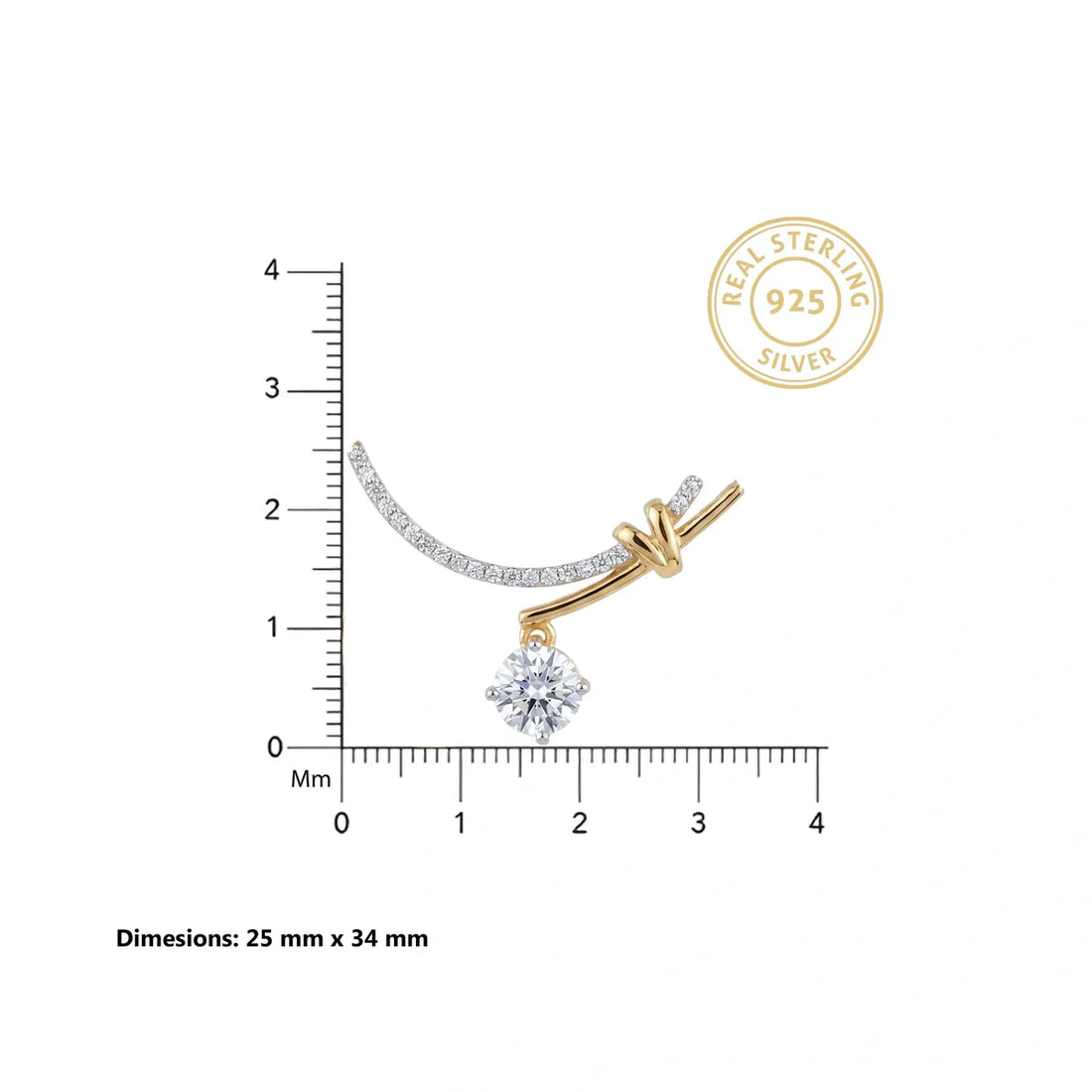 Round Solitaire Diamond Drop Pendant Necklace 925 Sterling Silver