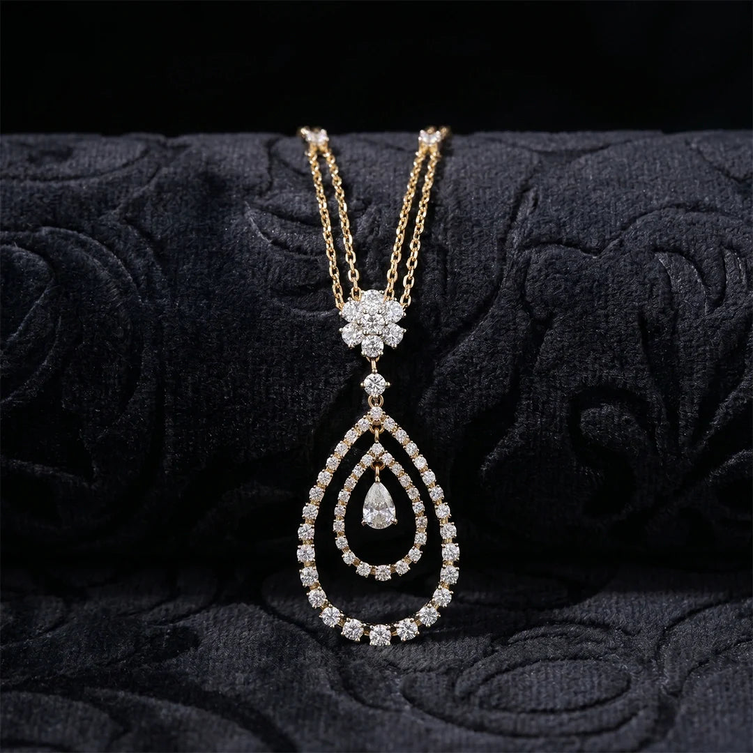 925 Sterling Silver Statement Teardrop Necklace | Gold Plated Women's Pendant