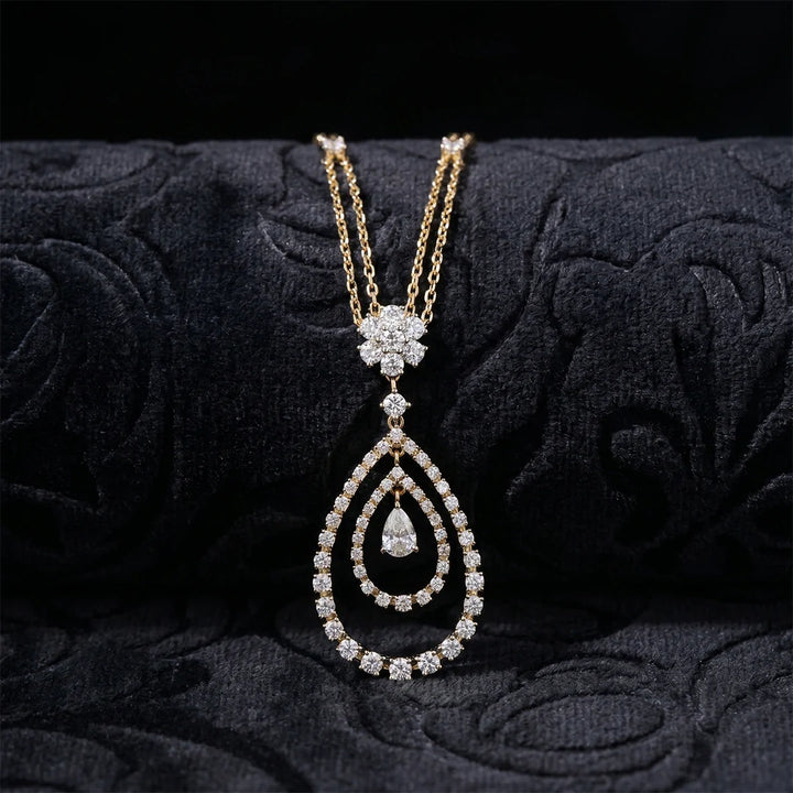 925 Sterling Silver Statement Teardrop Necklace | Gold Plated Women's Pendant