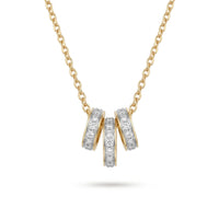 Triple Diamond Hoop Pendant Necklace in 925 Sterling Silver | Interlocking Circle Necklace