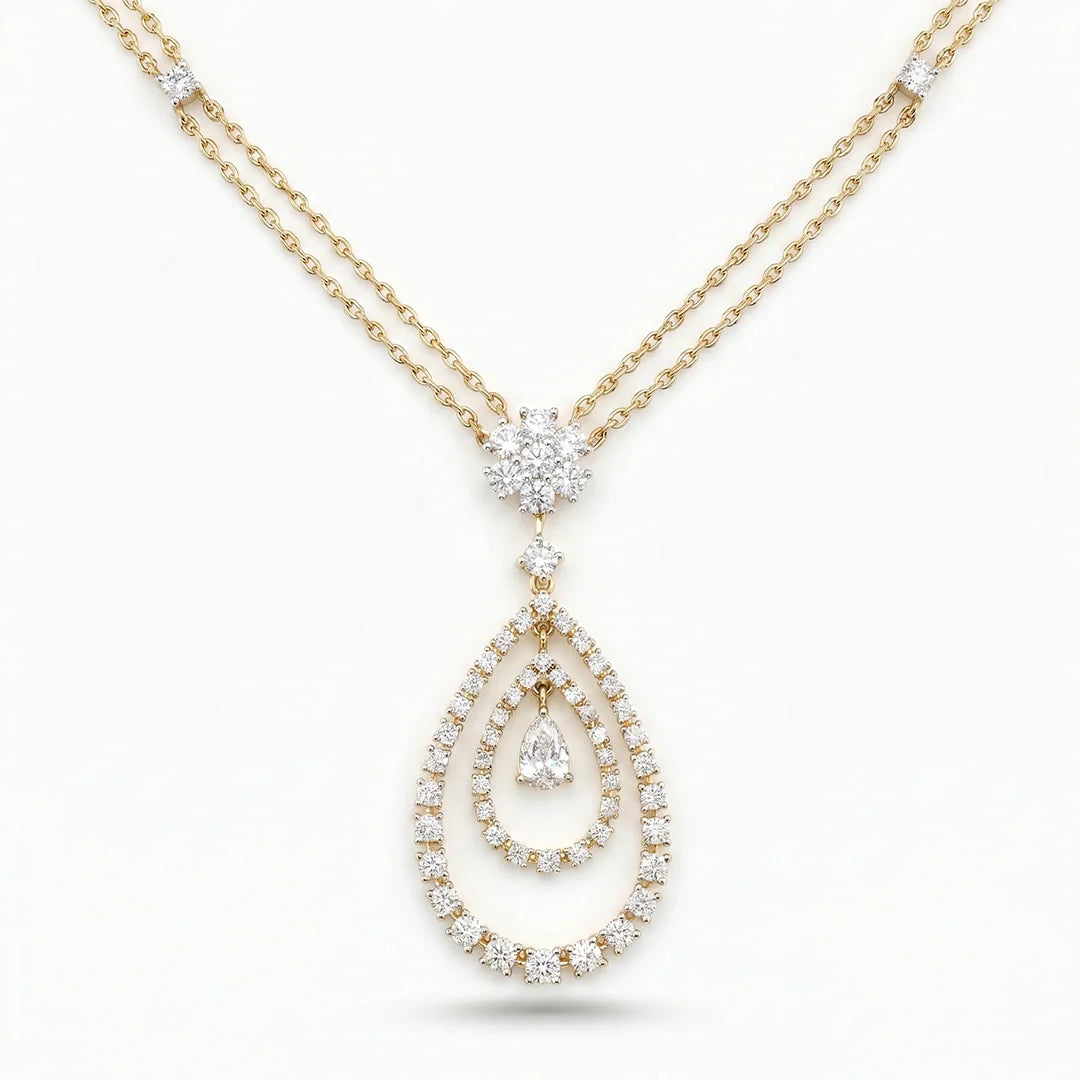 925 Sterling Silver Statement Teardrop Necklace | Gold Plated Women's Pendant