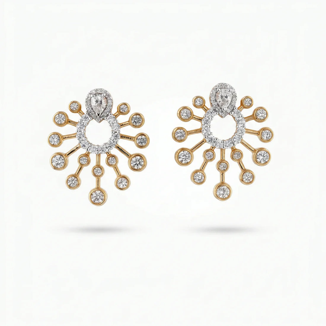 Pear Halo Diamond Sunburst Stud Earrings in 925 Sterling Silver | Elegant Statement Earrings