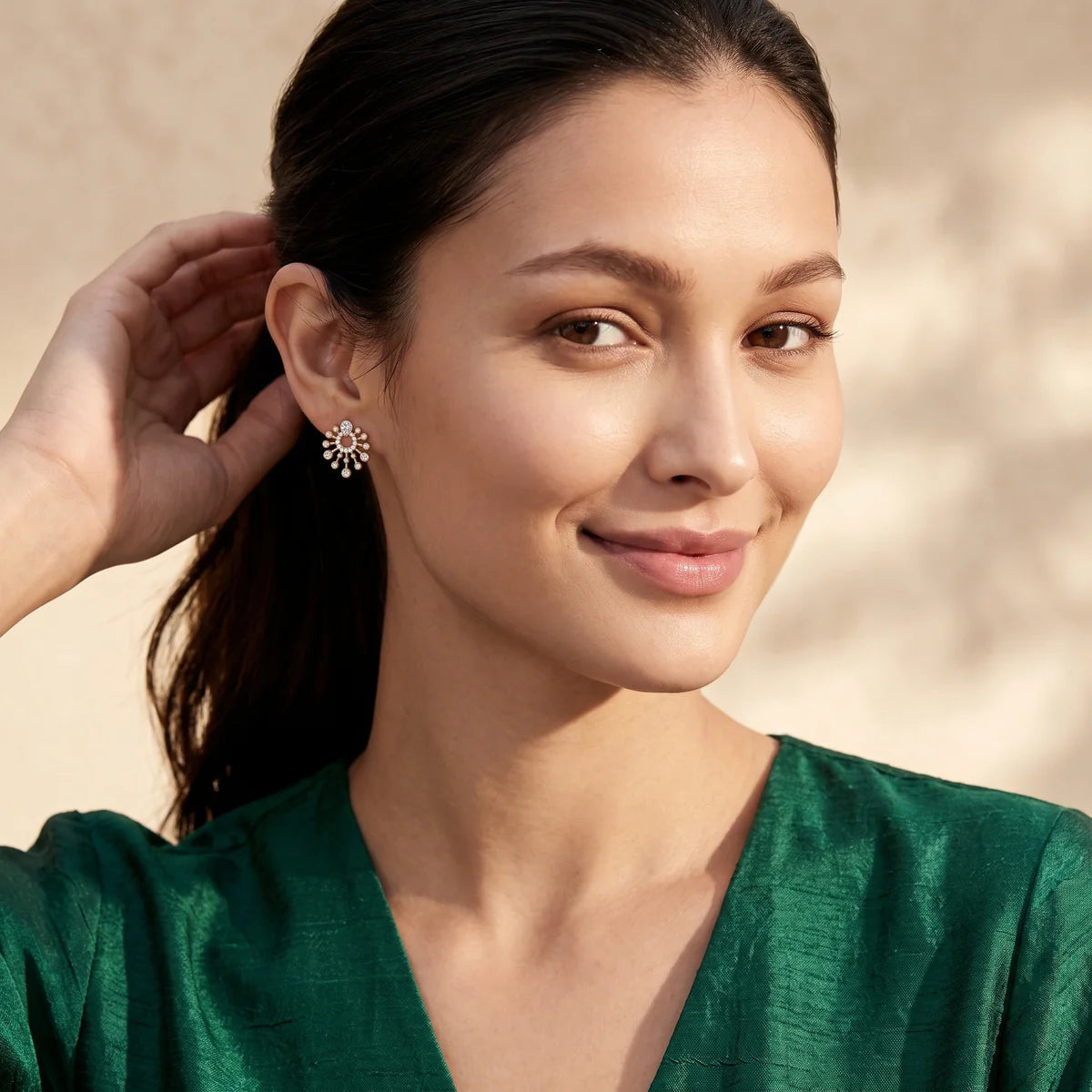 Pear Halo Diamond Sunburst Stud Earrings in 925 Sterling Silver | Elegant Statement Earrings
