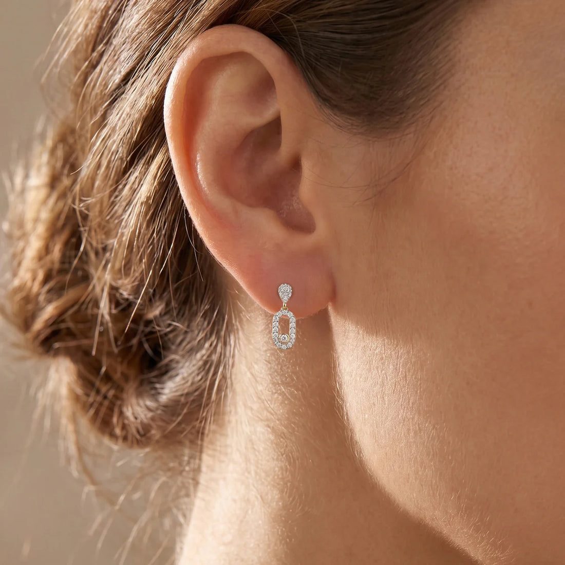 Diamond Paperclip Link Necklace and Earrings Set in 925 Sterling Silver for Women