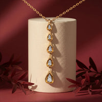 Graduated Pear Cut Diamond Drop Pendant Necklace for Women 925 Sterling Silver