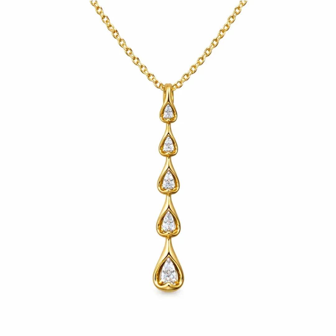 Graduated Pear Cut Diamond Drop Pendant Necklace for Women 925 Sterling Silver