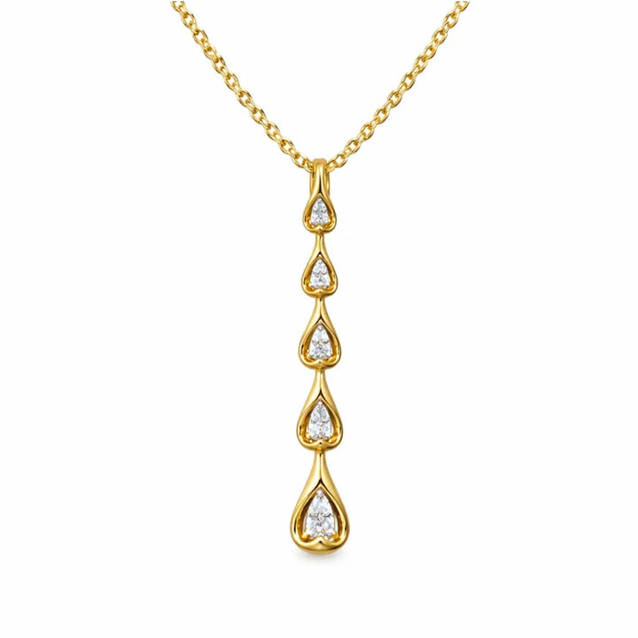 Graduated Pear Cut Diamond Drop Pendant Necklace for Women 925 Sterling Silver