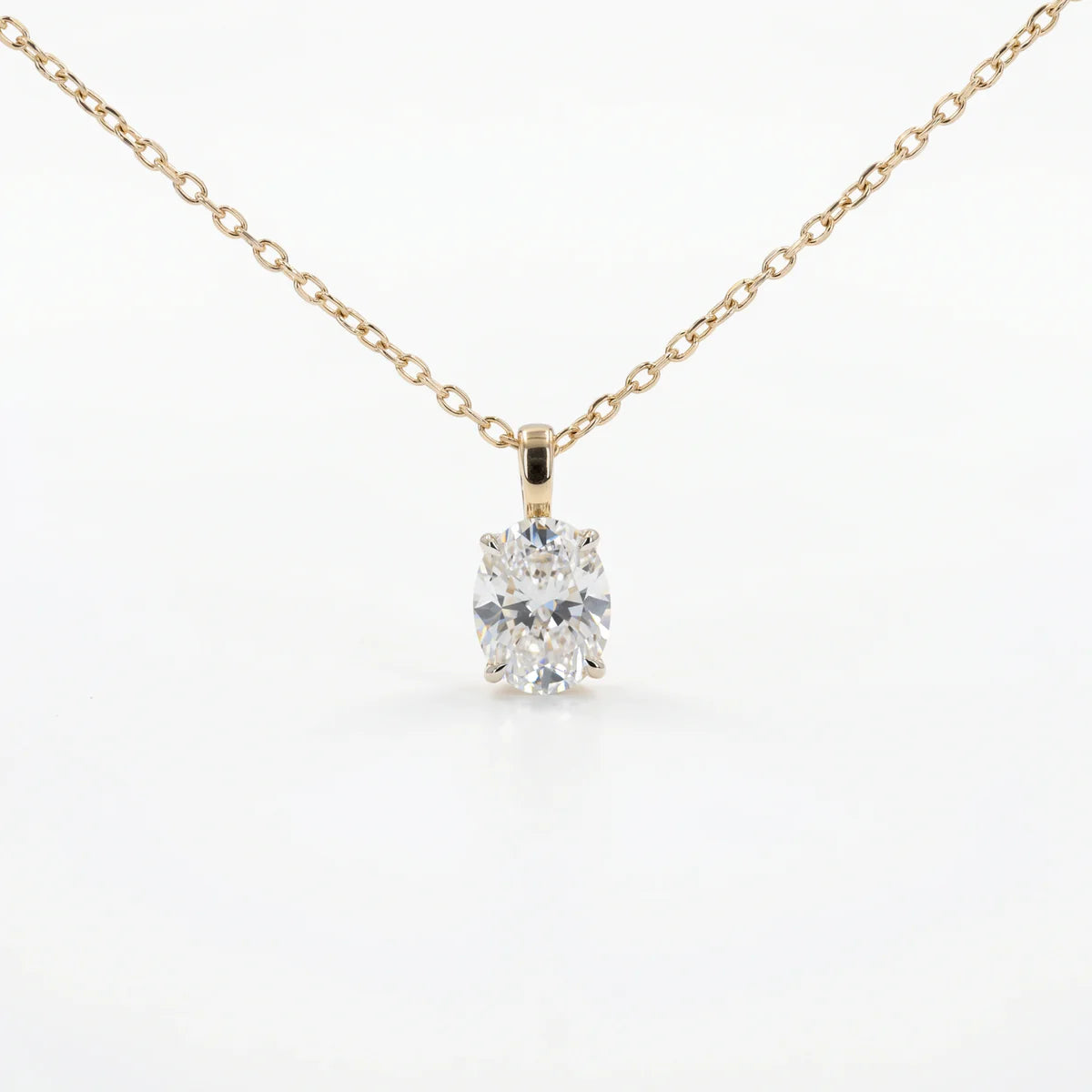 925 Sterling Silver Sparkling Oval Cut Pendant Necklace | Minimalist Jewelry for Women