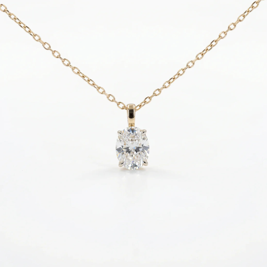 925 Sterling Silver Sparkling Oval Cut Pendant Necklace | Minimalist Jewelry for Women
