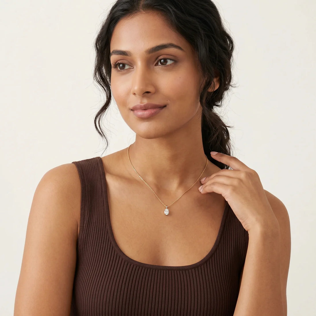 925 Sterling Silver Sparkling Oval Cut Pendant Necklace | Minimalist Jewelry for Women
