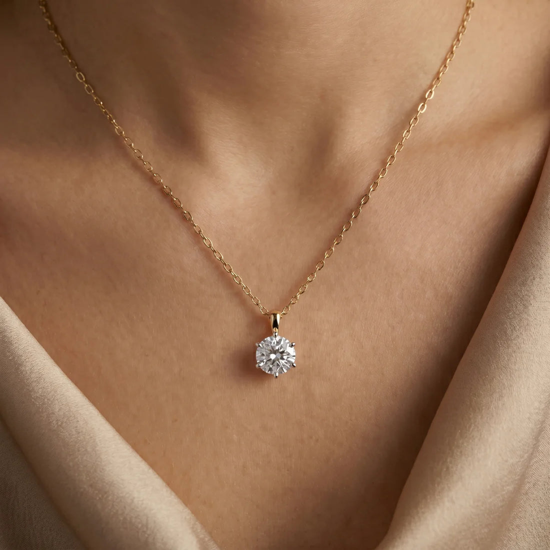 925 Sterling Silver Classic Round Solitaire Pendant Necklace | Brilliant Cut CZ | Minimalist Everyday Jewelry