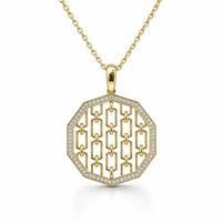 Diamond Chain Link Octagon Pendant Necklace in 925 Sterling Silver | Modern Geometric Jewelry