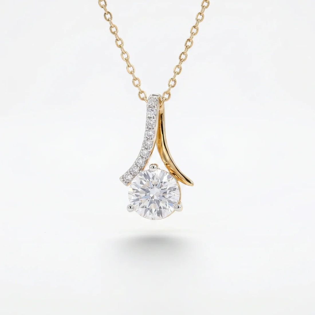 925 Sterling Silver Round Solitaire & Diamond Accent Twist Pendant Necklace