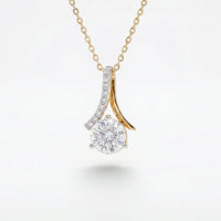 925 Sterling Silver Round Solitaire & Diamond Accent Twist Pendant Necklace