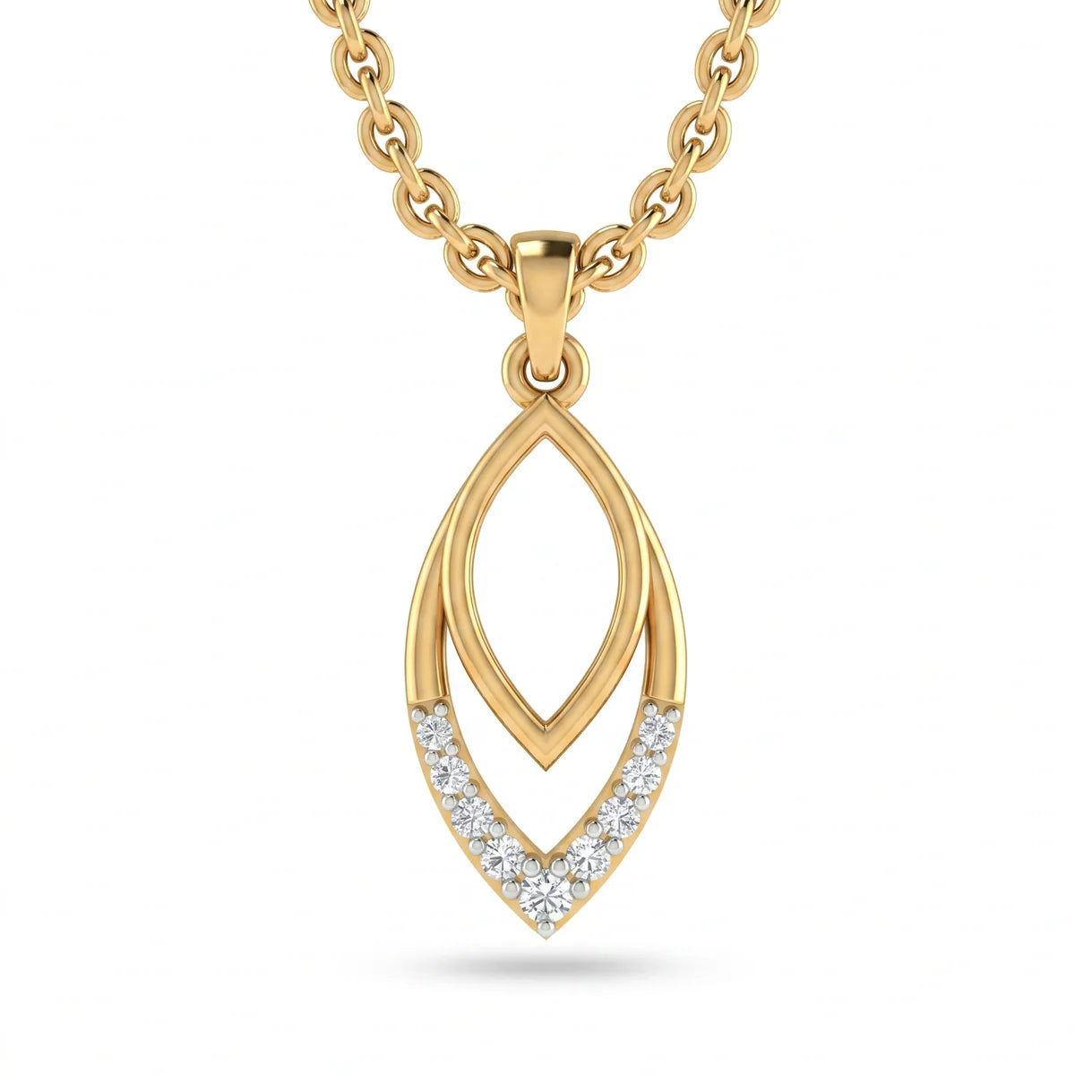 Modern Marquise Shape Diamond Pendant Necklace in 925 Sterling Silver