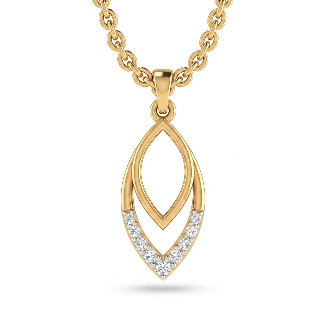 Modern Marquise Shape Diamond Pendant Necklace in 925 Sterling Silver