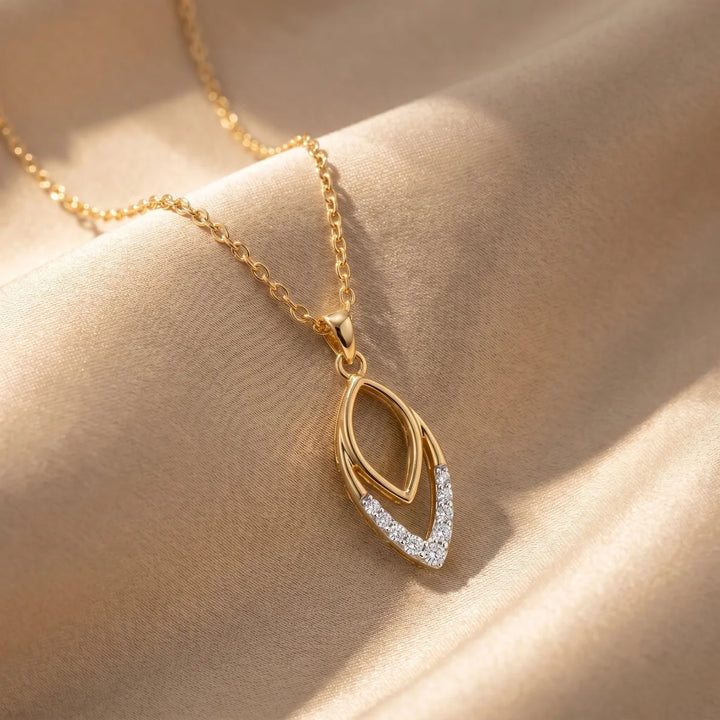 Modern Marquise Shape Diamond Pendant Necklace in 925 Sterling Silver