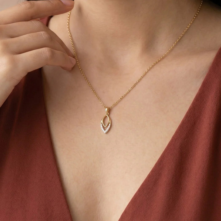 Modern Marquise Shape Diamond Pendant Necklace in 925 Sterling Silver