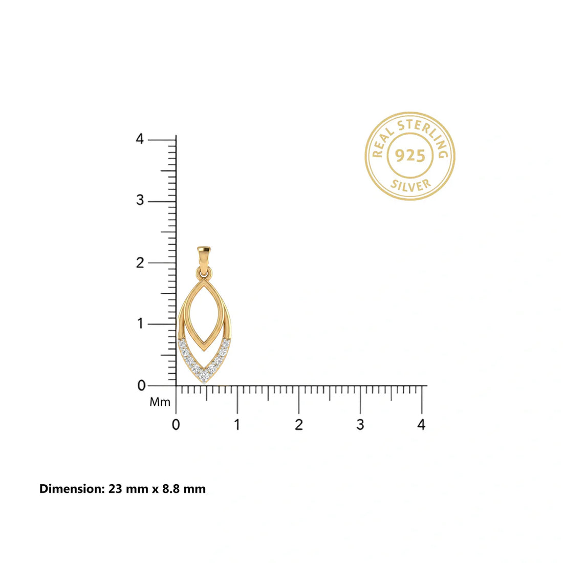 Modern Marquise Shape Diamond Pendant Necklace in 925 Sterling Silver