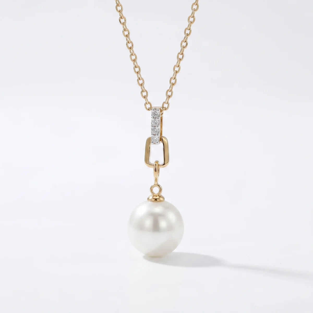 Diamond Bar Freshwater Pearl Drop Pendant Necklace in 925 Sterling Silver