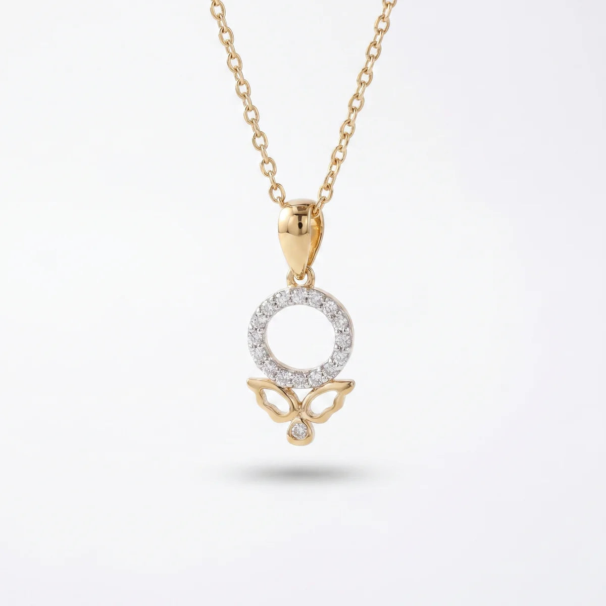 Elegant Diamond Venus Symbol Pendant Necklace in 925 Sterling Silver