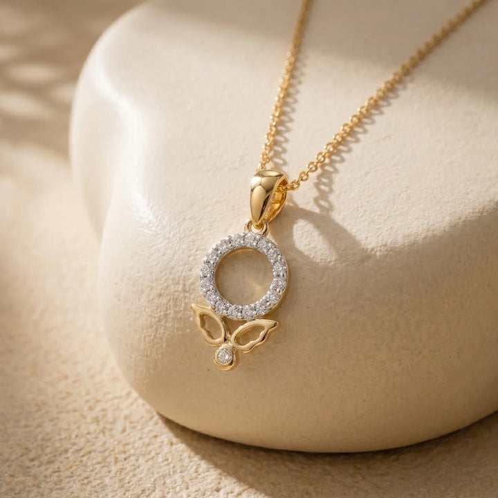 Elegant Diamond Venus Symbol Pendant Necklace in 925 Sterling Silver