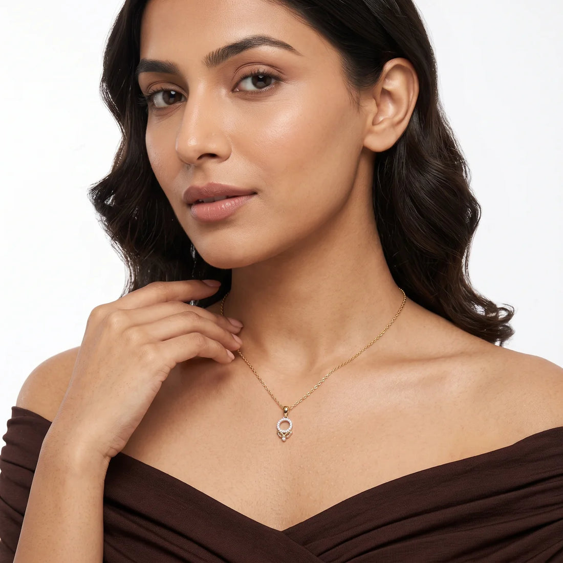 Elegant Diamond Venus Symbol Pendant Necklace in 925 Sterling Silver