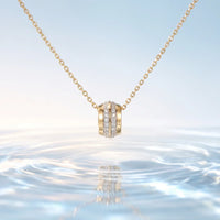 Classic Pavé Diamond Barrel Necklace for Women – 925 Silver