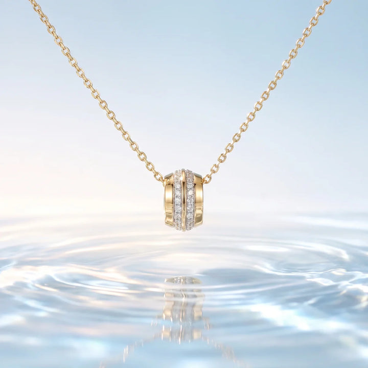 Classic Pavé Diamond Barrel Necklace for Women – 925 Silver