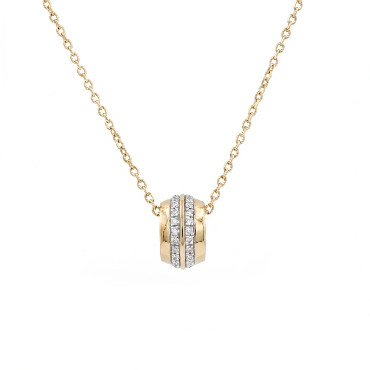 Classic Pavé Diamond Barrel Necklace for Women – 925 Silver