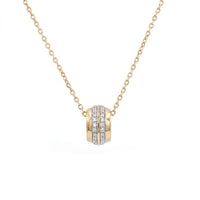 Classic Pavé Diamond Barrel Necklace for Women – 925 Silver