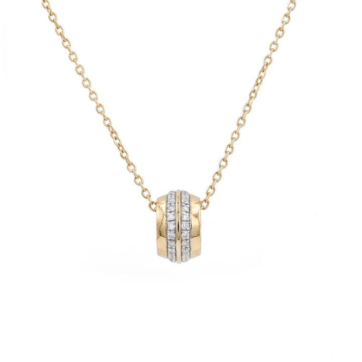 Classic Pavé Diamond Barrel Necklace for Women – 925 Silver