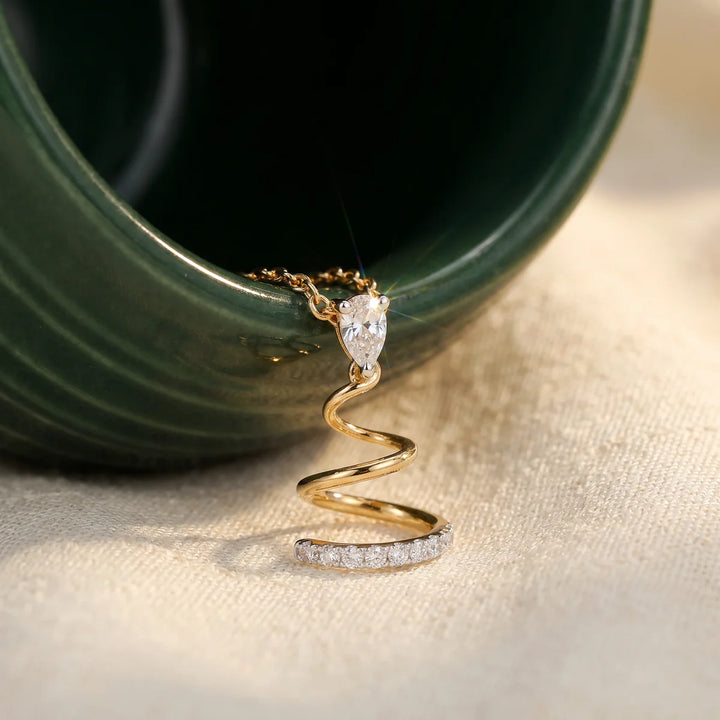 Graceful Swirl Diamond Pendant with 925 Sterling Silver Chain