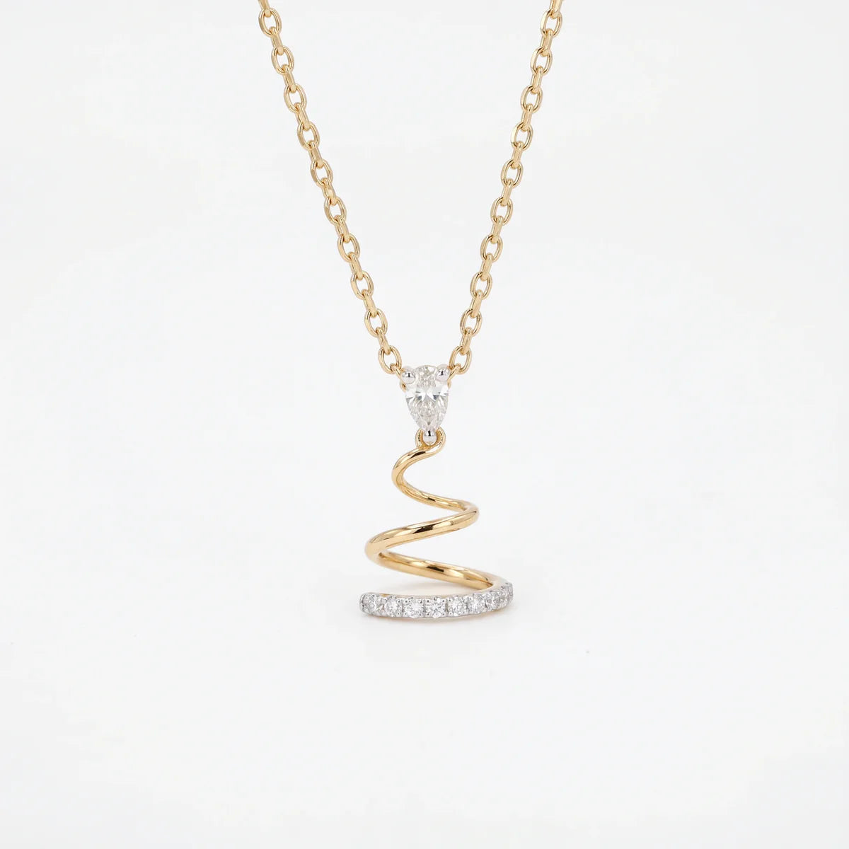 Graceful Swirl Diamond Pendant with 925 Sterling Silver Chain