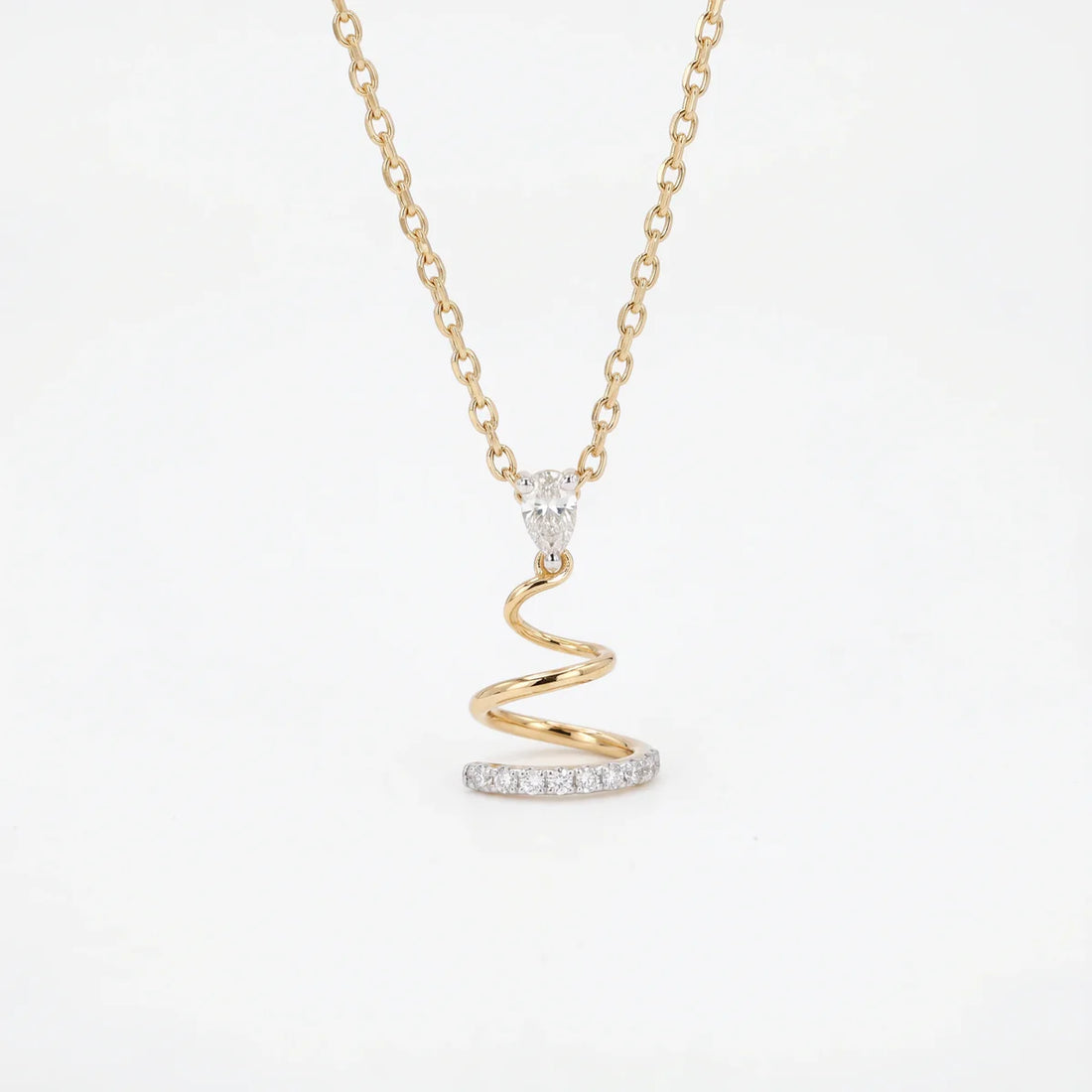 Graceful Swirl Diamond Pendant with 925 Sterling Silver Chain