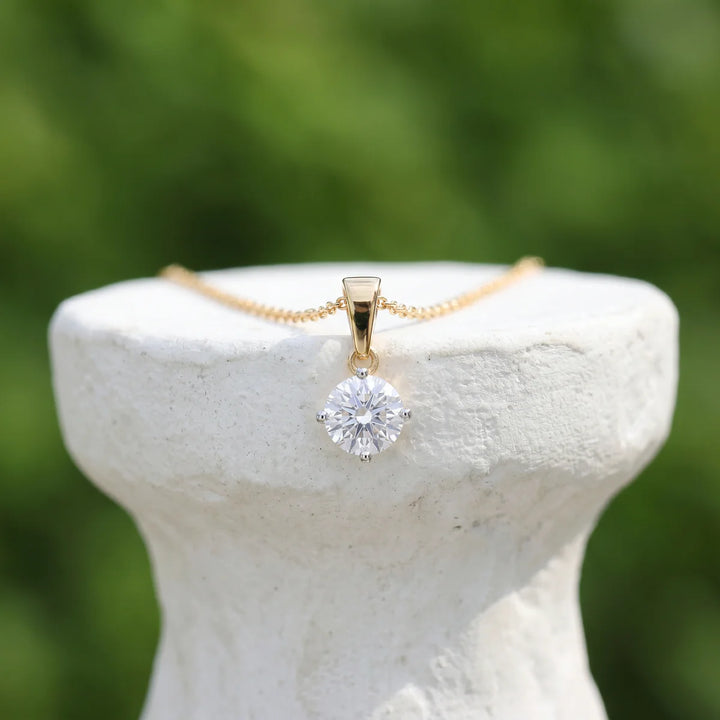 Minimalist Round Solitaire Diamond Look Pendant in 925 Sterling Silver