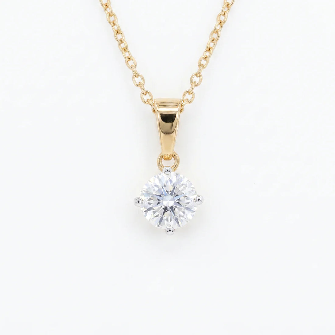 Minimalist Round Solitaire Diamond Look Pendant in 925 Sterling Silver
