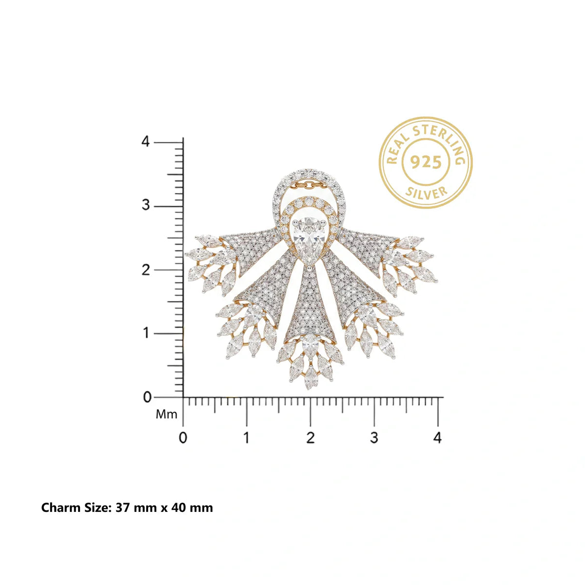 Luxury Pear Cut Diamond Fan Halo Statement Pendant Necklace – 925 Sterling Silver